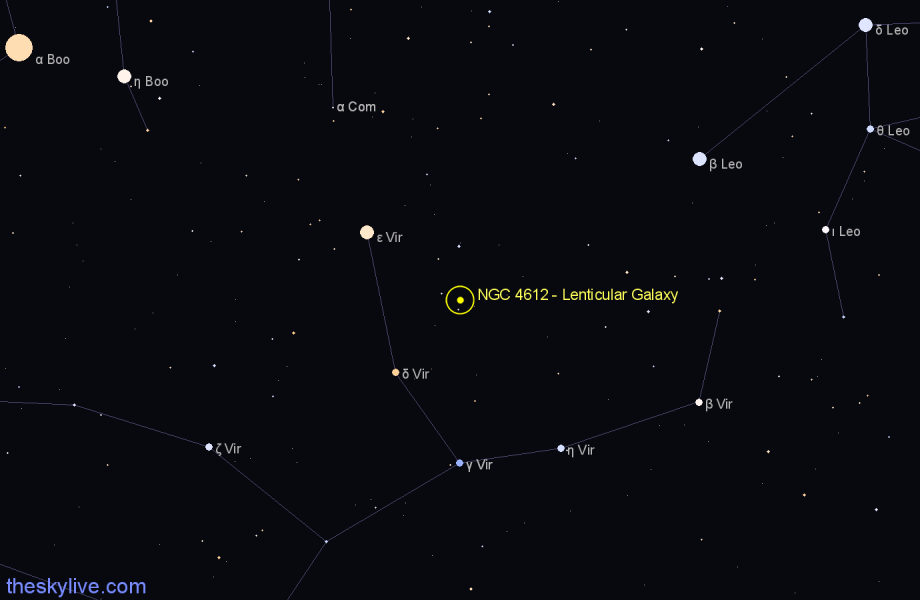 Finder chart NGC 4612 - Lenticular Galaxy in Virgo star