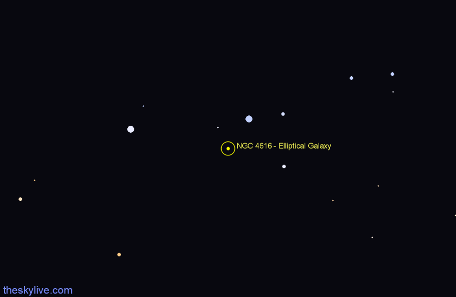 Finder chart NGC 4616 - Elliptical Galaxy in Centaurus star