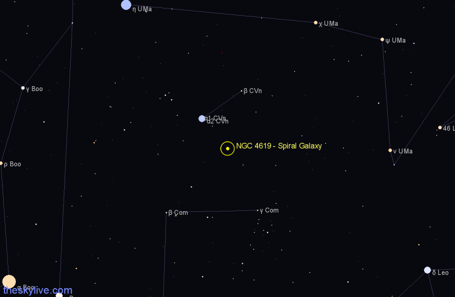 Finder chart NGC 4619 - Spiral Galaxy in Canes Venatici star