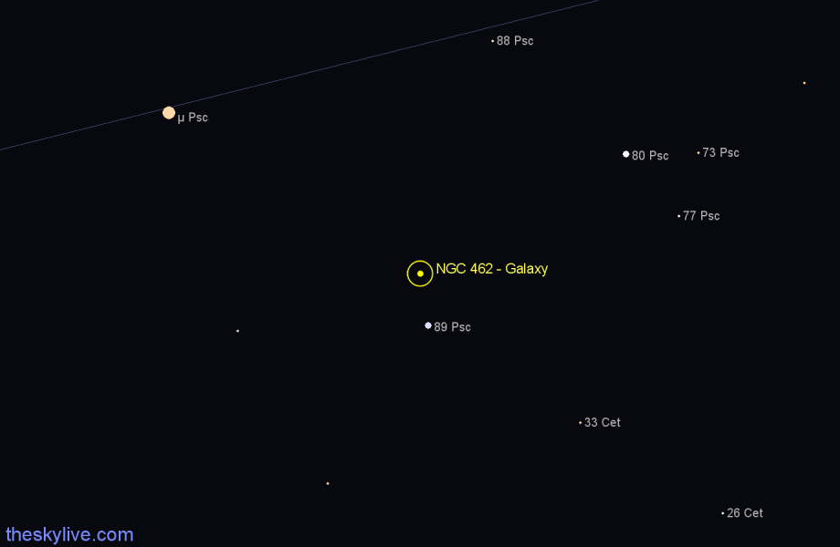 Finder chart NGC 462 - Galaxy in Pisces star