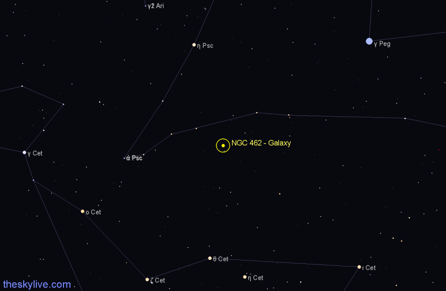 Finder chart NGC 462 - Galaxy in Pisces star