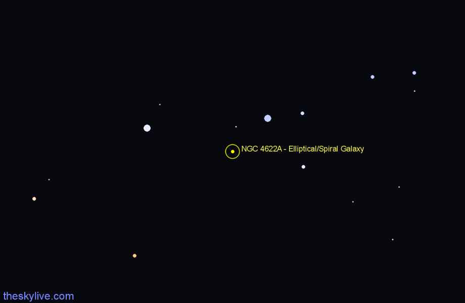 Finder chart NGC 4622A - Elliptical/Spiral Galaxy in Centaurus star