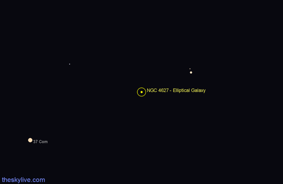 Finder chart NGC 4627 - Elliptical Galaxy in Canes Venatici star