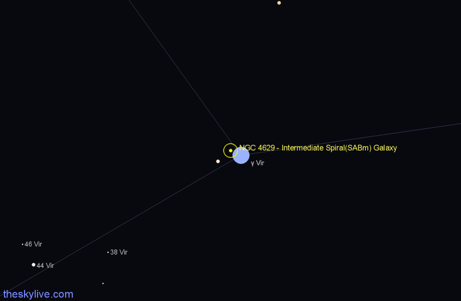 Finder chart NGC 4629 - Intermediate Spiral(SABm) Galaxy in Virgo star