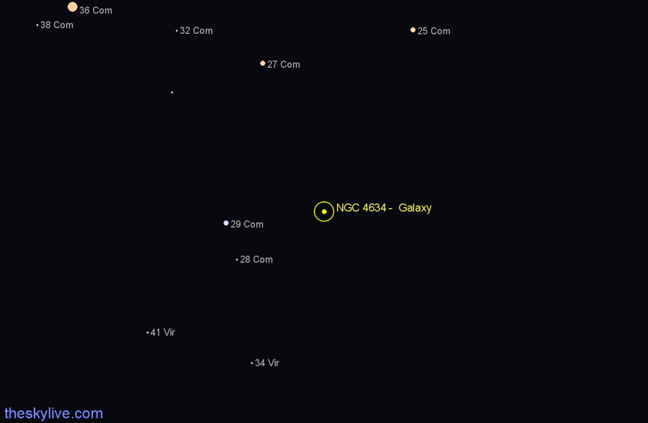 Finder chart NGC 4634 -  Galaxy in Coma Berenices star