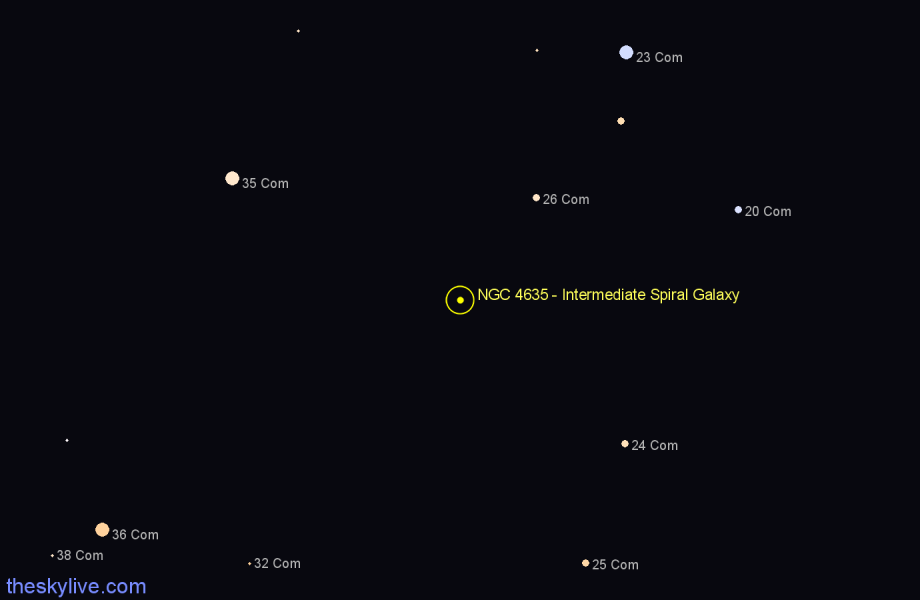 Finder chart NGC 4635 - Intermediate Spiral Galaxy in Coma Berenices star