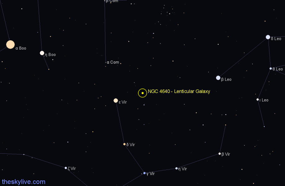 Finder chart NGC 4640 - Lenticular Galaxy in Virgo star