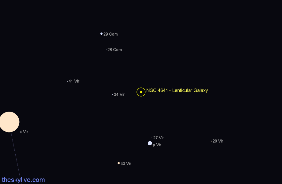 Finder chart NGC 4641 - Lenticular Galaxy in Virgo star