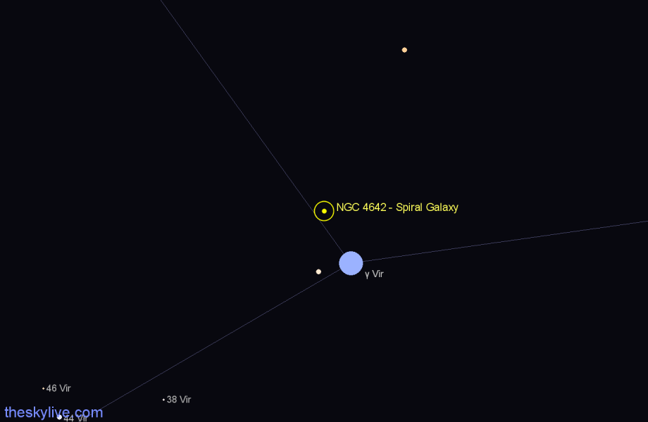 Finder chart NGC 4642 - Spiral Galaxy in Virgo star