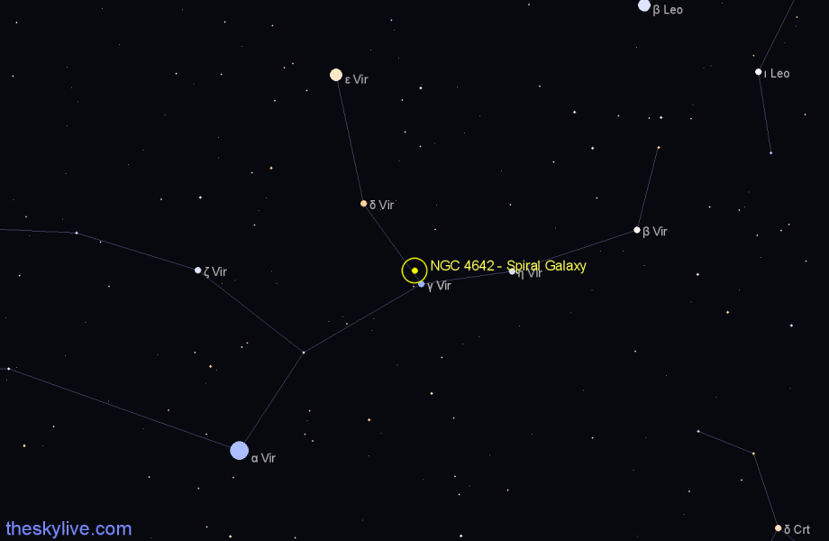 Finder chart NGC 4642 - Spiral Galaxy in Virgo star