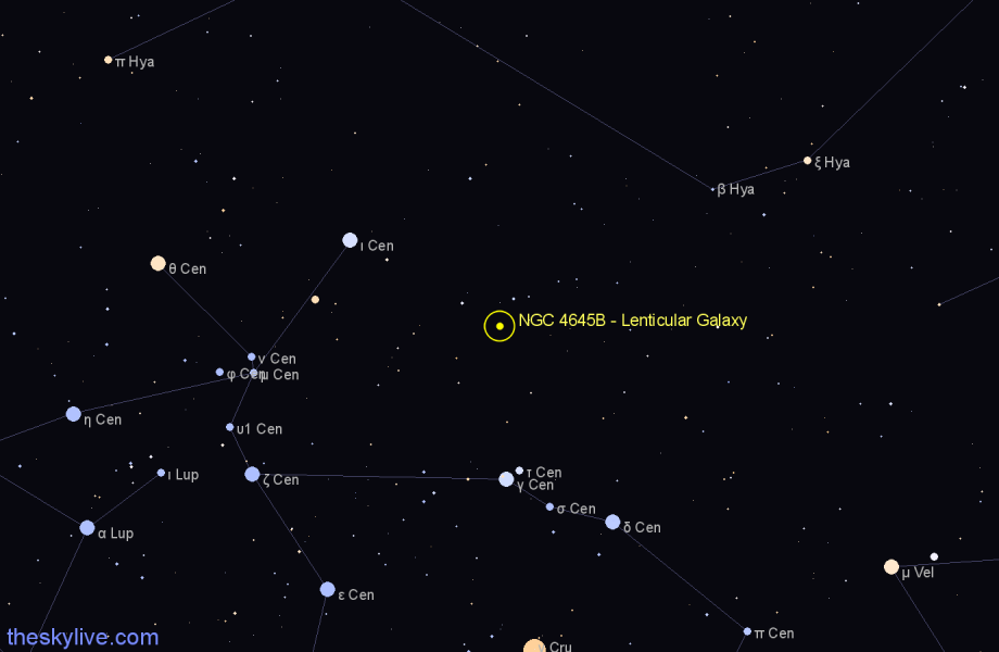 Finder chart NGC 4645B - Lenticular Galaxy in Centaurus star