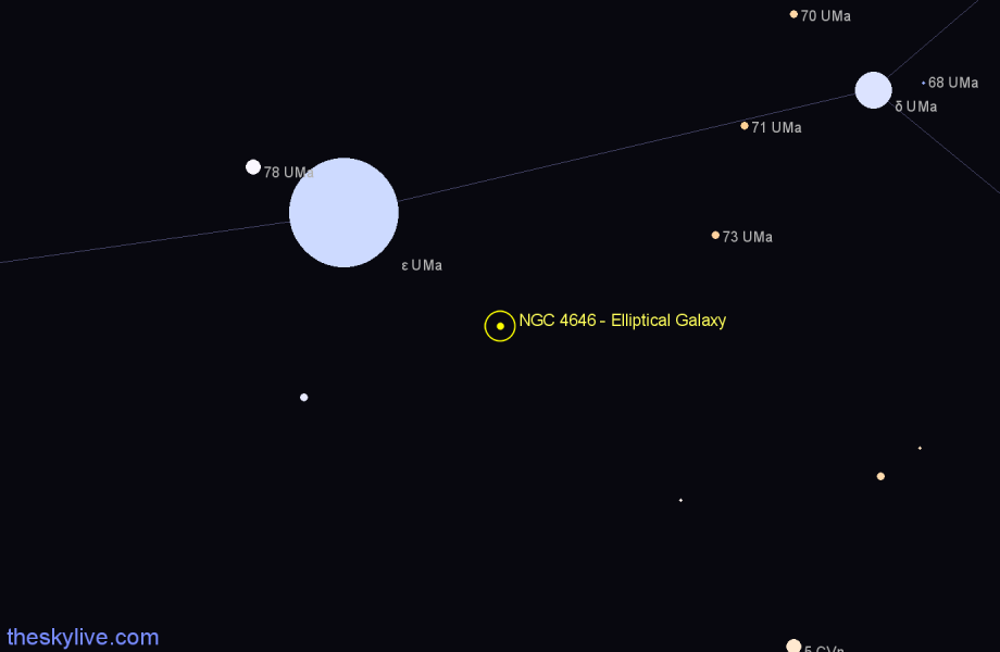 Finder chart NGC 4646 - Elliptical Galaxy in Ursa Major star