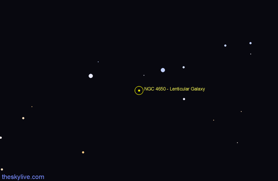 Finder chart NGC 4650 - Lenticular Galaxy in Centaurus star