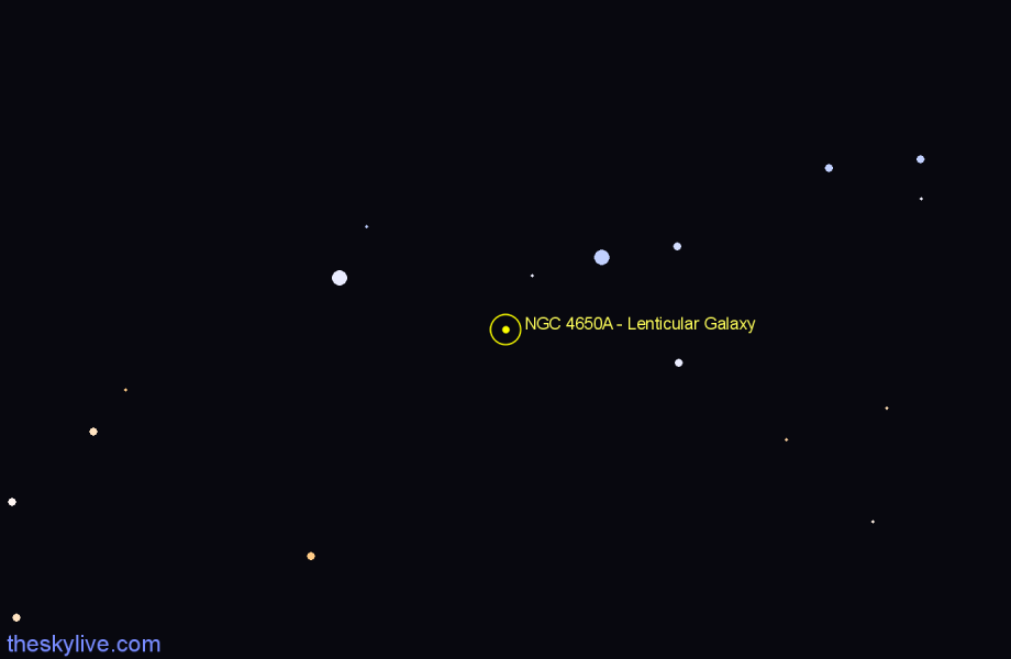 Finder chart NGC 4650A - Lenticular Galaxy in Centaurus star