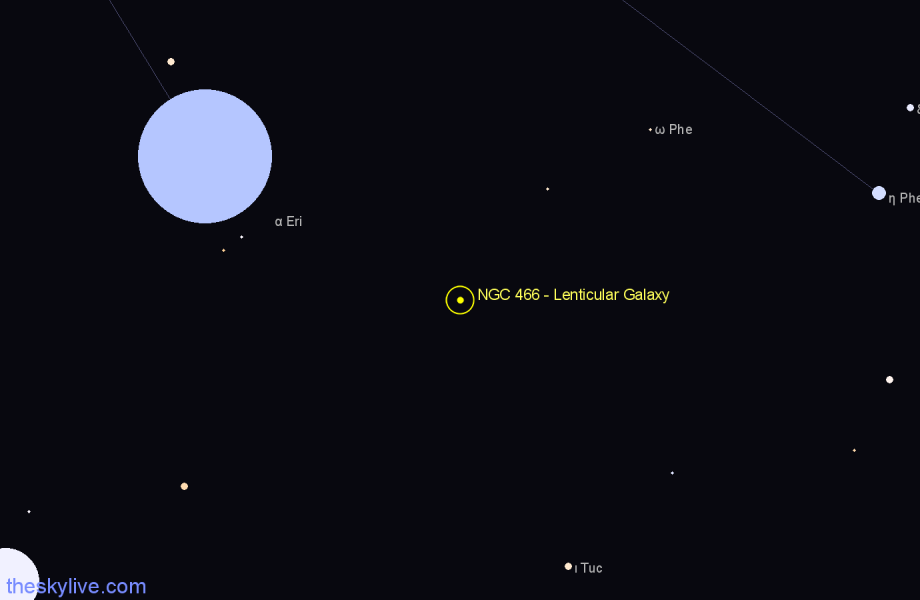 Finder chart NGC 466 - Lenticular Galaxy in Tucana star