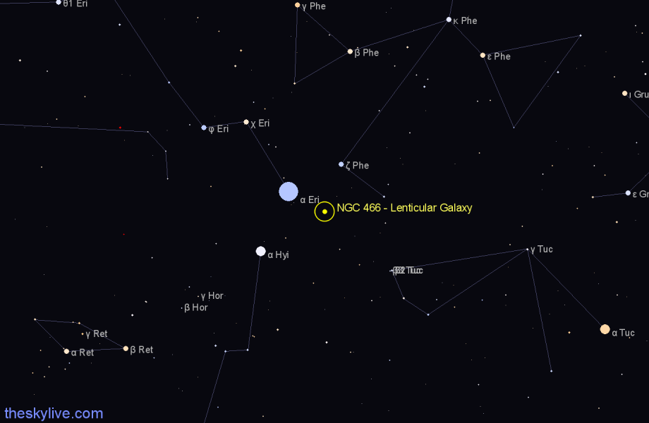 Finder chart NGC 466 - Lenticular Galaxy in Tucana star