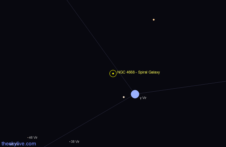 Finder chart NGC 4668 - Spiral Galaxy in Virgo star