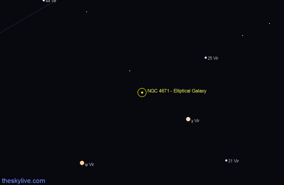 Finder chart NGC 4671 - Elliptical Galaxy in Virgo star