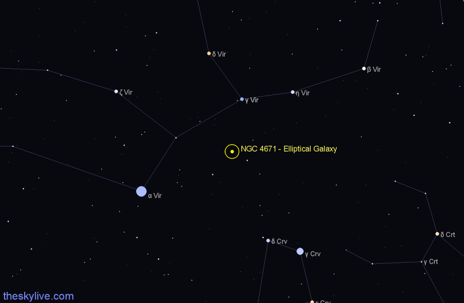 Finder chart NGC 4671 - Elliptical Galaxy in Virgo star