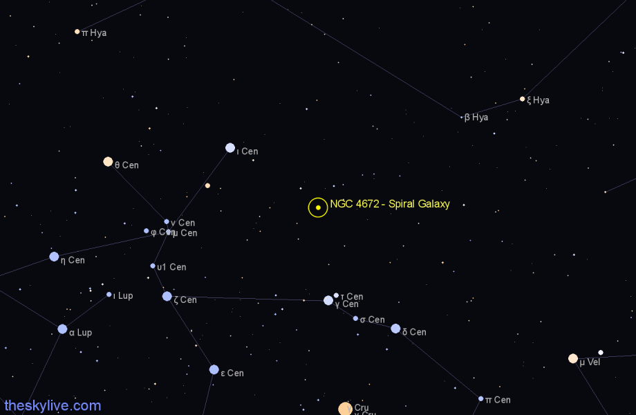 Finder chart NGC 4672 - Spiral Galaxy in Centaurus star