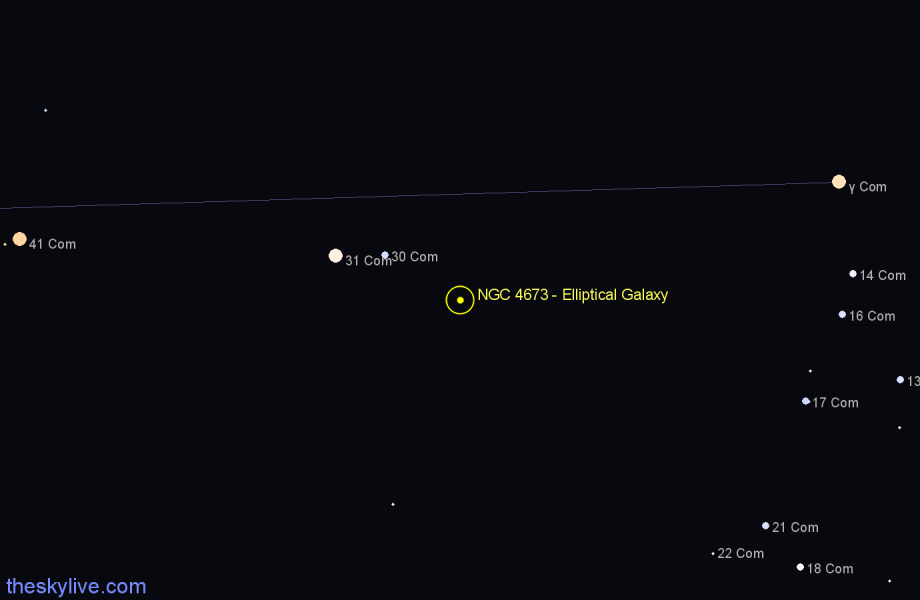 Finder chart NGC 4673 - Elliptical Galaxy in Coma Berenices star