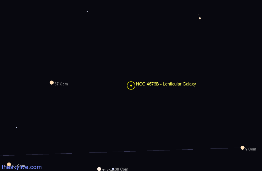 Finder chart NGC 4676B - Lenticular Galaxy in Coma Berenices star