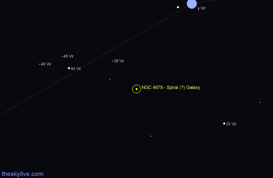 Finder chart NGC 4678 - Spiral (?) Galaxy in Virgo star