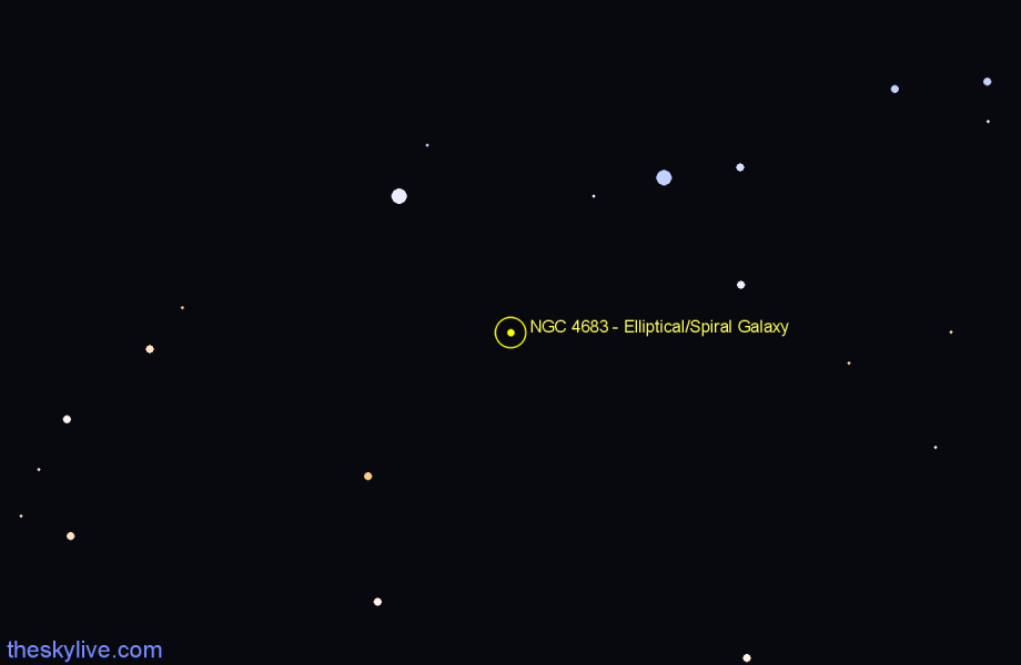 Finder chart NGC 4683 - Elliptical/Spiral Galaxy in Centaurus star