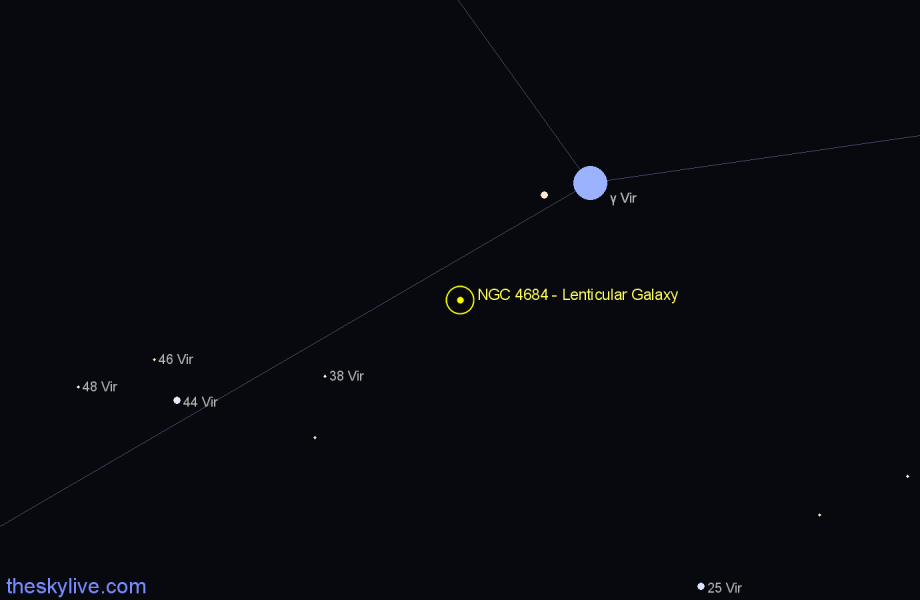 Finder chart NGC 4684 - Lenticular Galaxy in Virgo star