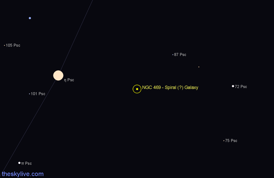Finder chart NGC 469 - Spiral (?) Galaxy in Pisces star