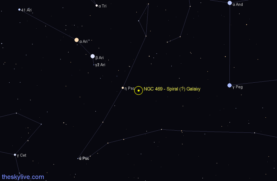Finder chart NGC 469 - Spiral (?) Galaxy in Pisces star