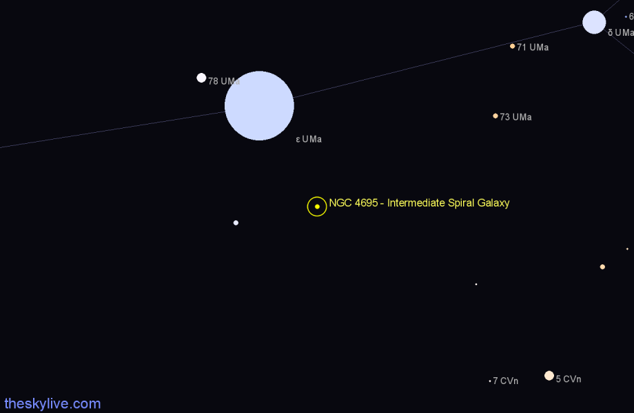 Finder chart NGC 4695 - Intermediate Spiral Galaxy in Ursa Major star