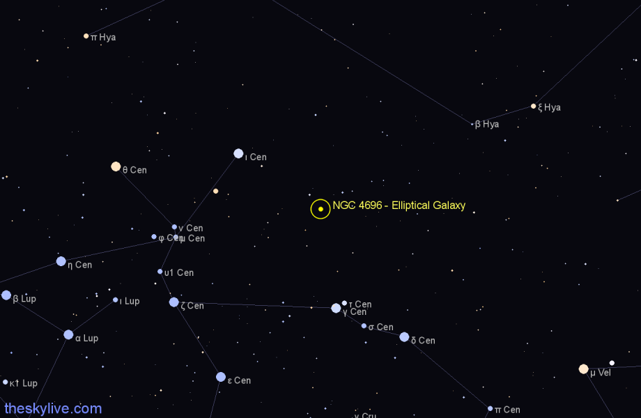 Finder chart NGC 4696 - Elliptical Galaxy in Centaurus star
