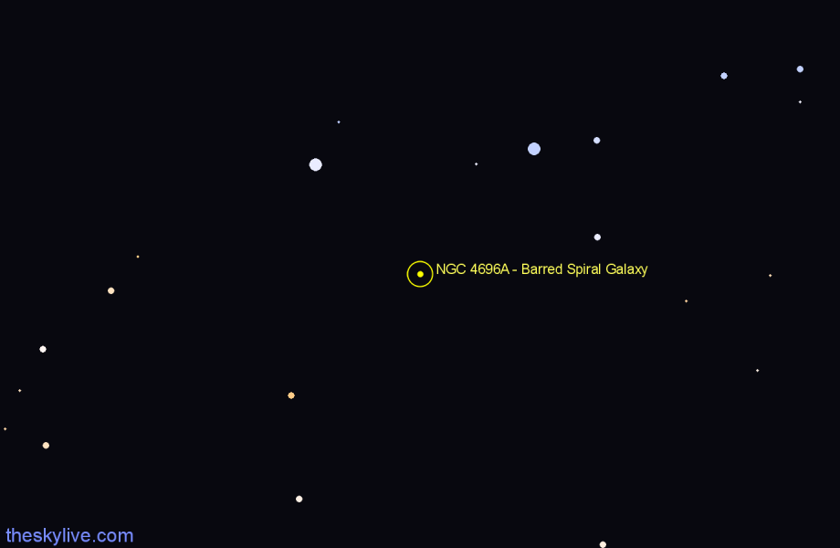 Finder chart NGC 4696A - Barred Spiral Galaxy in Centaurus star