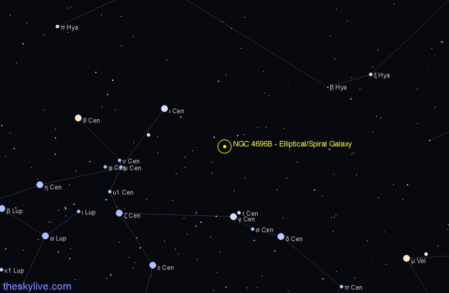 Finder chart NGC 4696B - Elliptical/Spiral Galaxy in Centaurus star