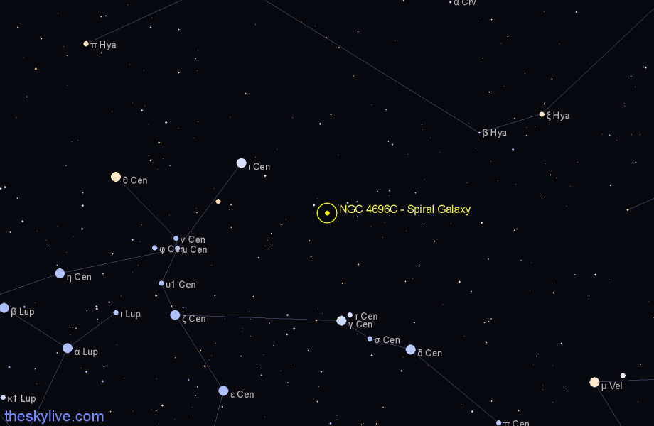 Finder chart NGC 4696C - Spiral Galaxy in Centaurus star
