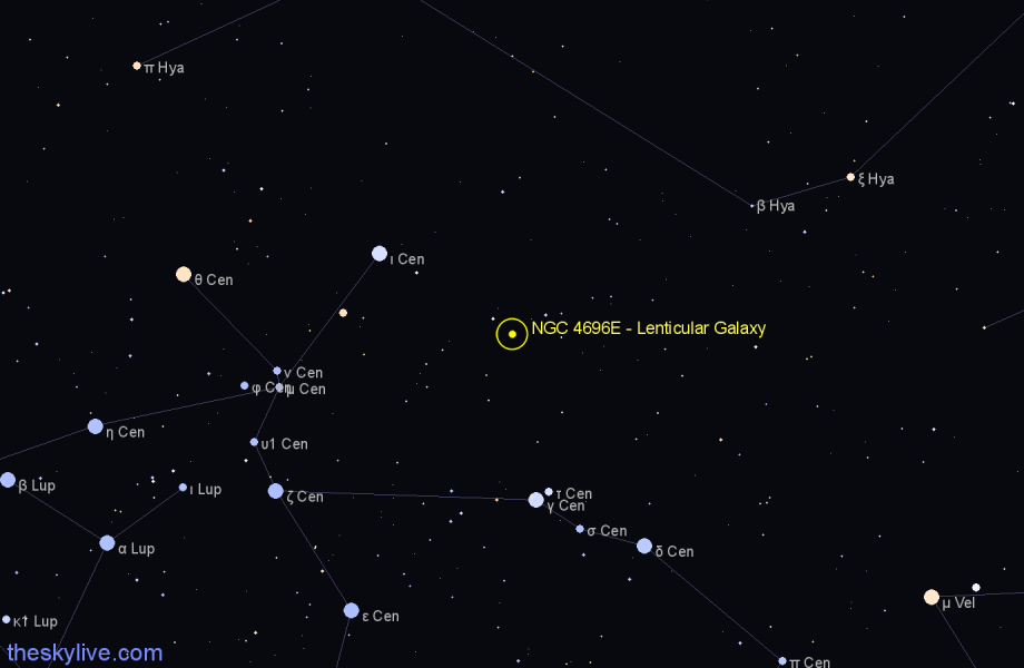 Finder chart NGC 4696E - Lenticular Galaxy in Centaurus star