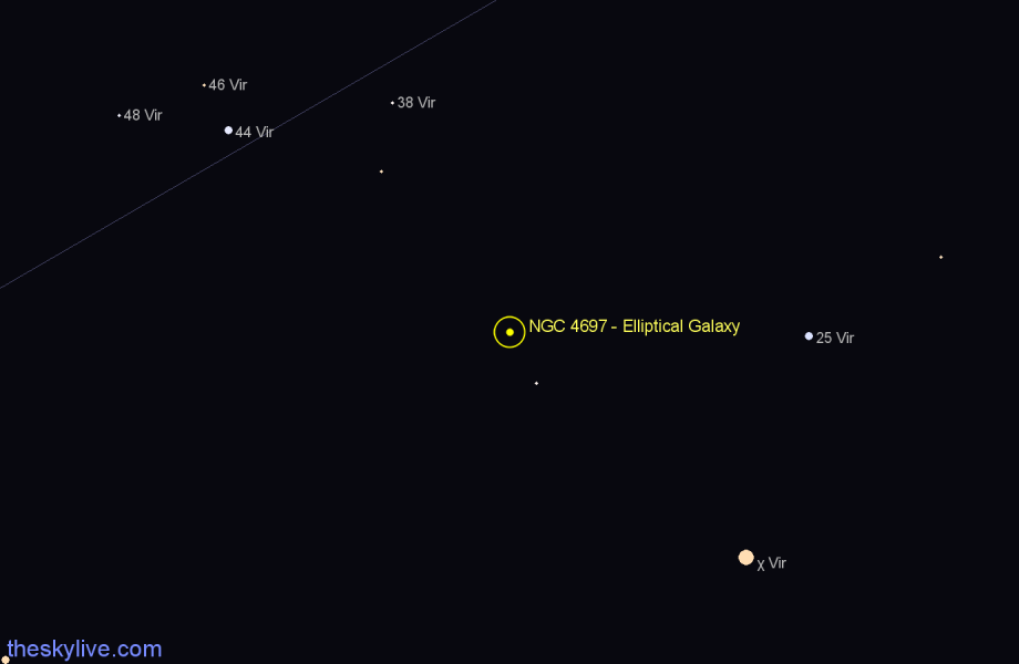 Finder chart NGC 4697 - Elliptical Galaxy in Virgo star