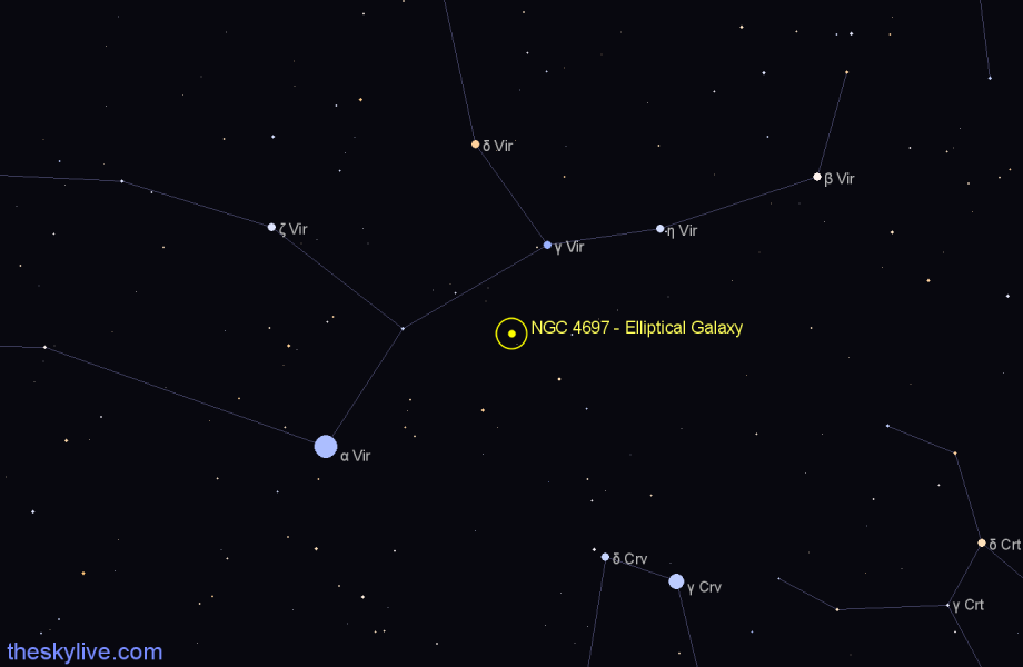 Finder chart NGC 4697 - Elliptical Galaxy in Virgo star