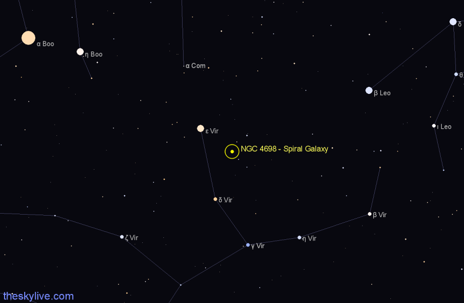 Finder chart NGC 4698 - Spiral Galaxy in Virgo star