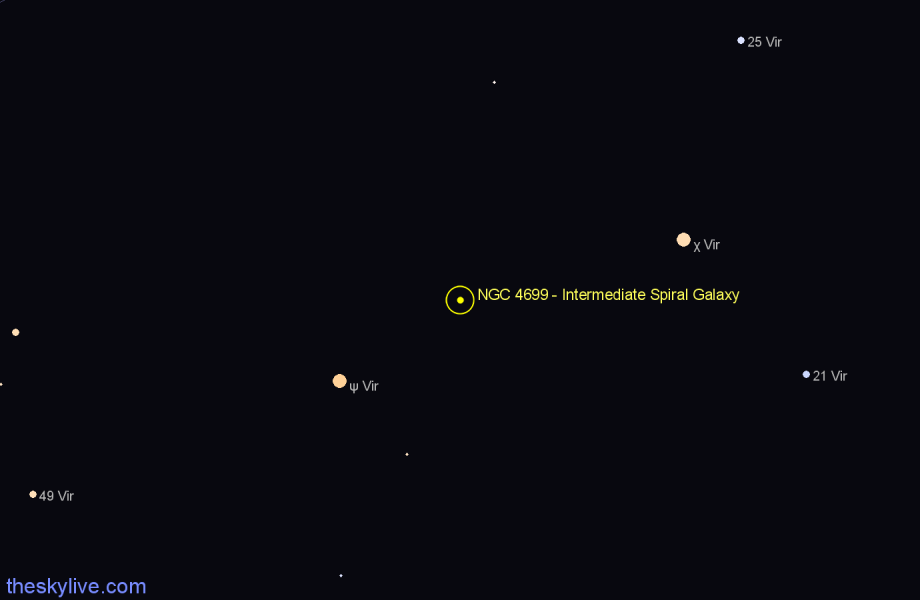 Finder chart NGC 4699 - Intermediate Spiral Galaxy in Virgo star