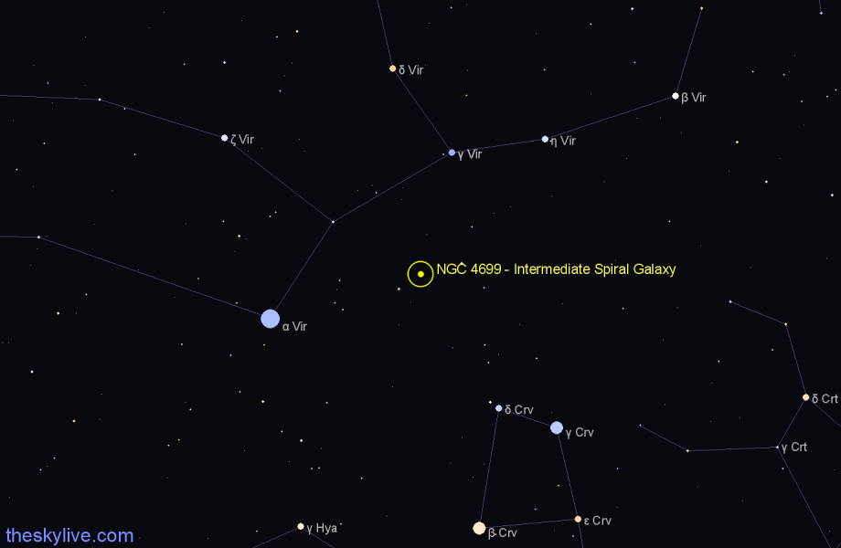 Finder chart NGC 4699 - Intermediate Spiral Galaxy in Virgo star