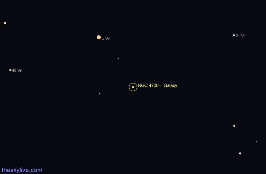 Finder chart NGC 4700 -  Galaxy in Virgo star