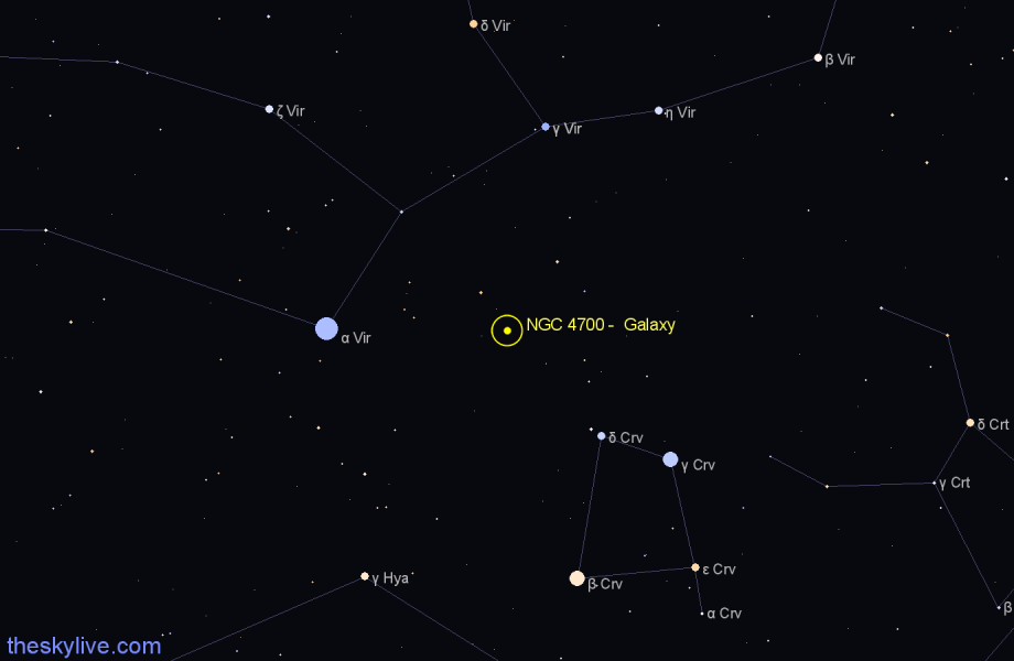 Finder chart NGC 4700 -  Galaxy in Virgo star