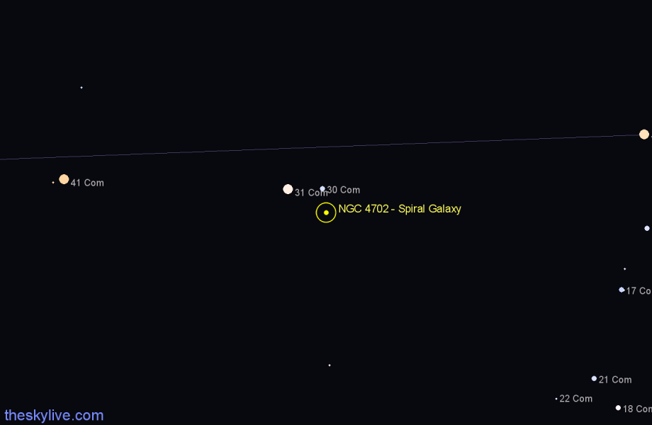 Finder chart NGC 4702 - Spiral Galaxy in Coma Berenices star