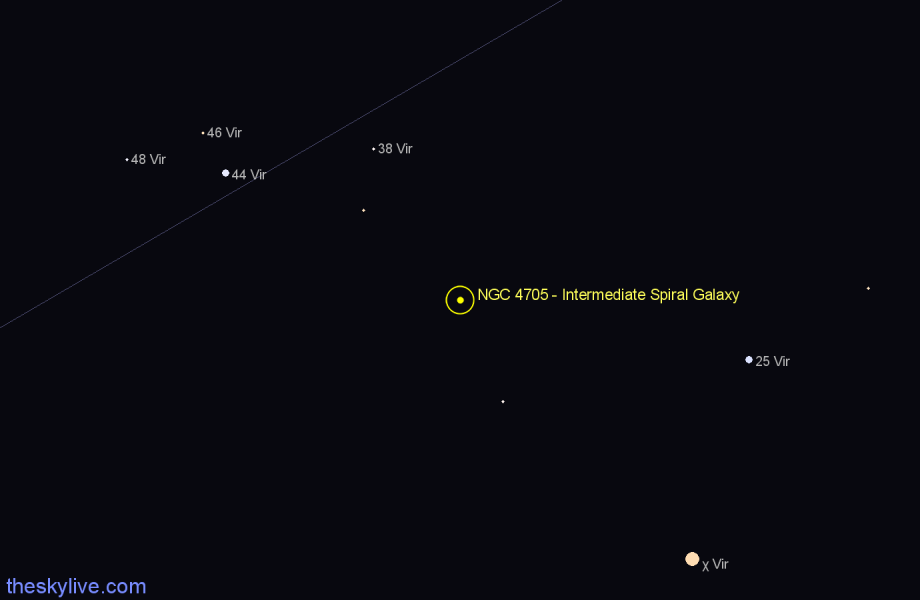 Finder chart NGC 4705 - Intermediate Spiral Galaxy in Virgo star