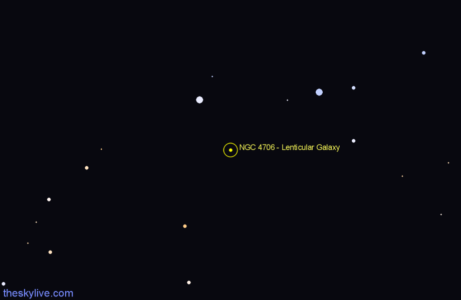 Finder chart NGC 4706 - Lenticular Galaxy in Centaurus star