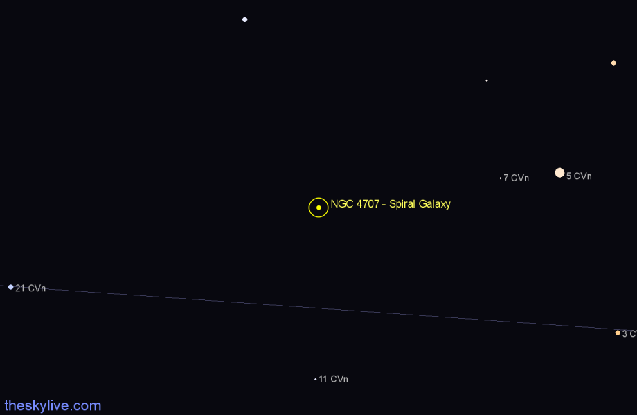 Finder chart NGC 4707 - Spiral Galaxy in Canes Venatici star