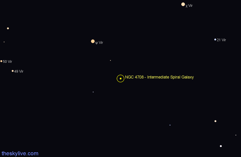 Finder chart NGC 4708 - Intermediate Spiral Galaxy in Virgo star