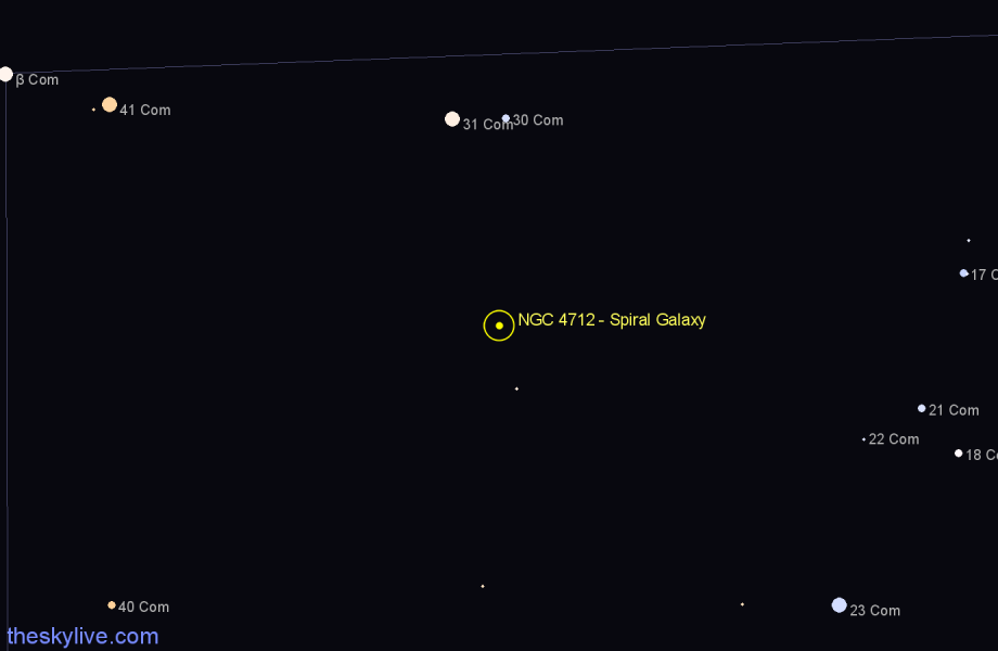 Finder chart NGC 4712 - Spiral Galaxy in Coma Berenices star